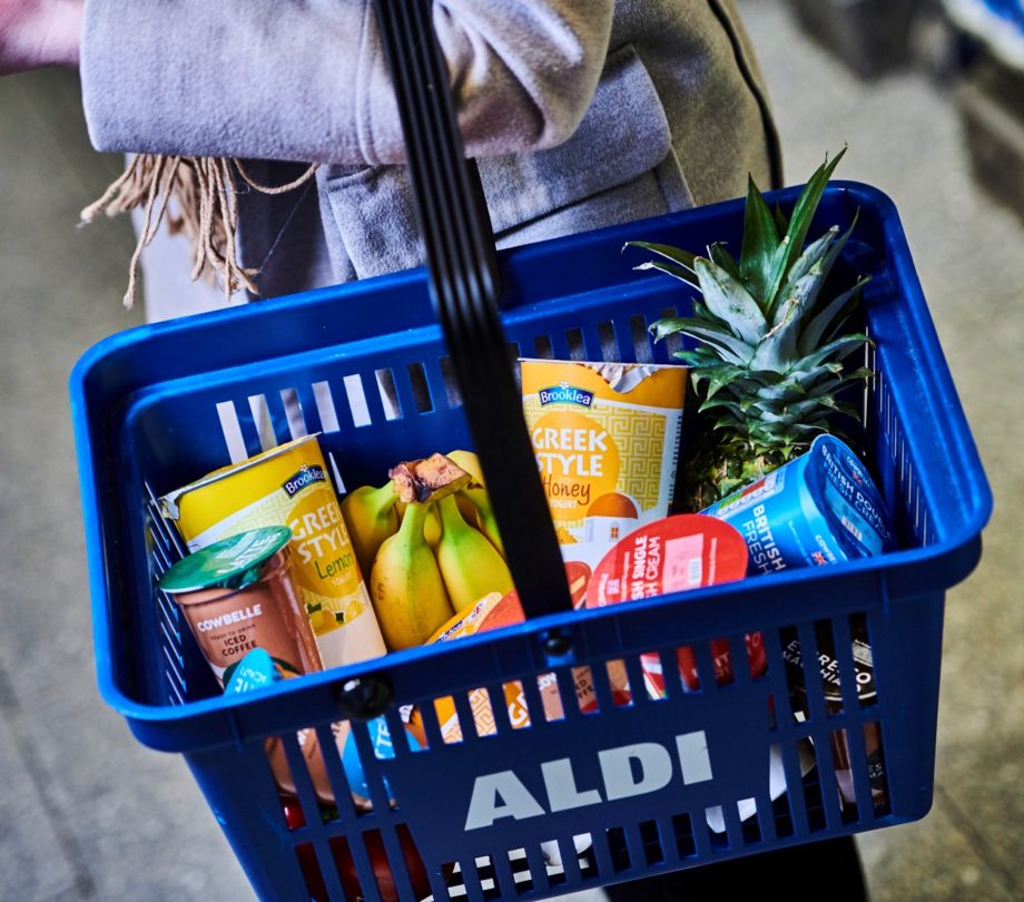 Basket of Aldi products