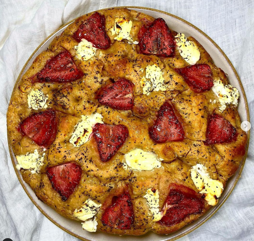 Image showing a focaccia bread made with strawberries