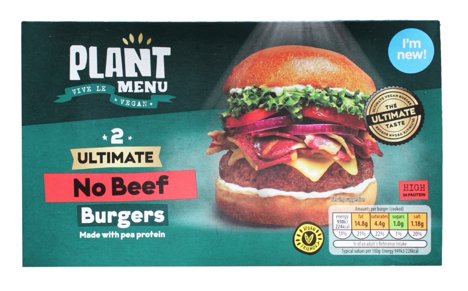 Pack shot of Aldi's Ultimate No Beef Burgers