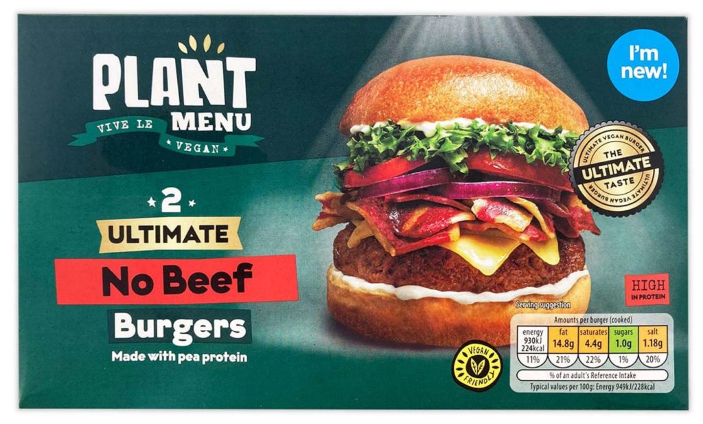 Packaging image of Aldi's Plant Menu No Beef Burgers