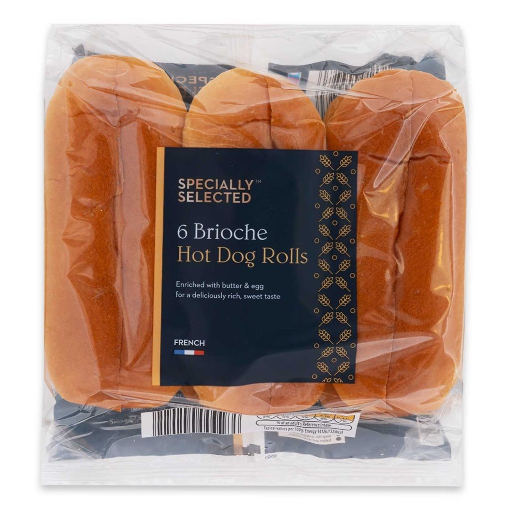 Image of a packet of six Brioche Hot Dog Rolls