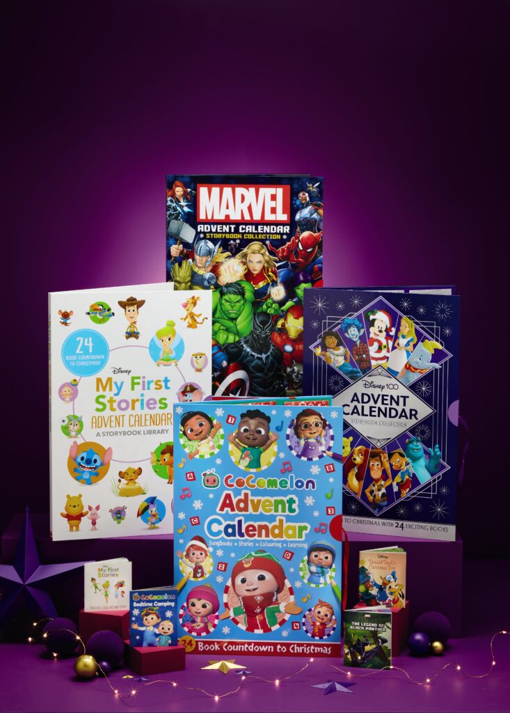 Branded advent calendars including Marvel, Cocomelon and Disney.